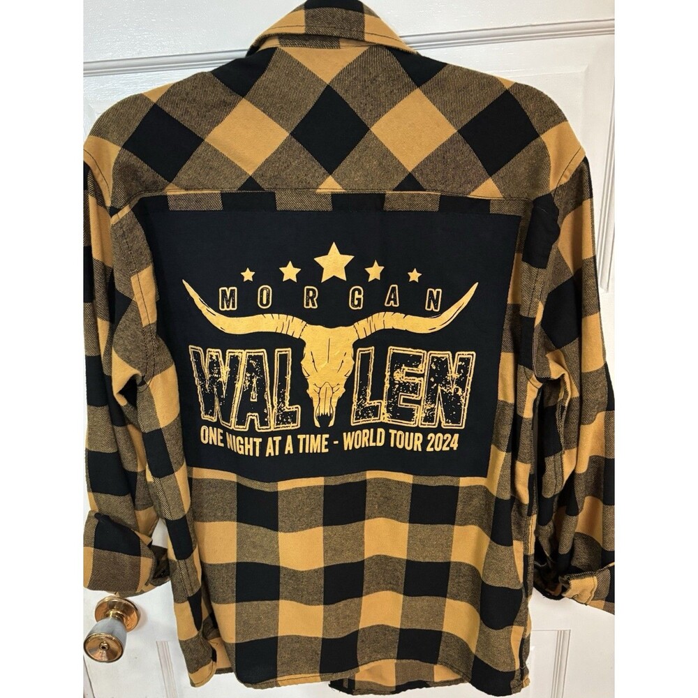 Morgan Wallen One Night At A Time Upcycled Flannel Shirt Button Up Long Sleeve M